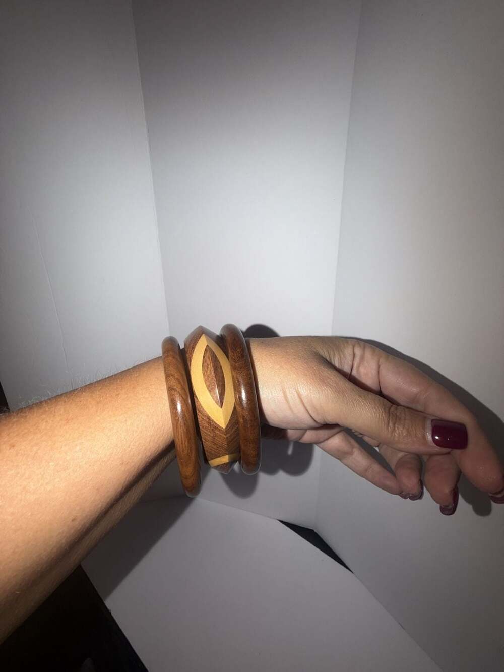Pure Hands Handmade Wooden Bangle Bracelet Set of 3 Medium